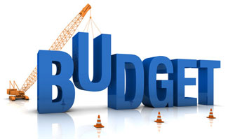 image of a crane holding the word budget